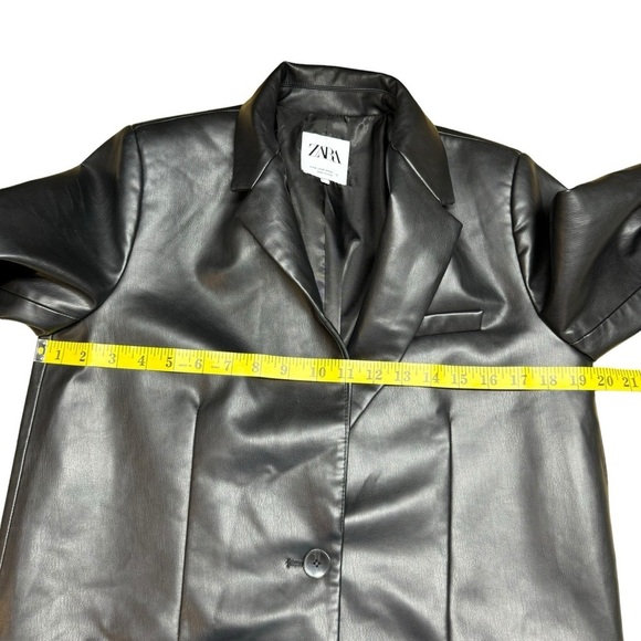 Zara Faux Leather Oversized Blazer Jacket Black Bloggers Favorite Career Small - Picture 15 of 16